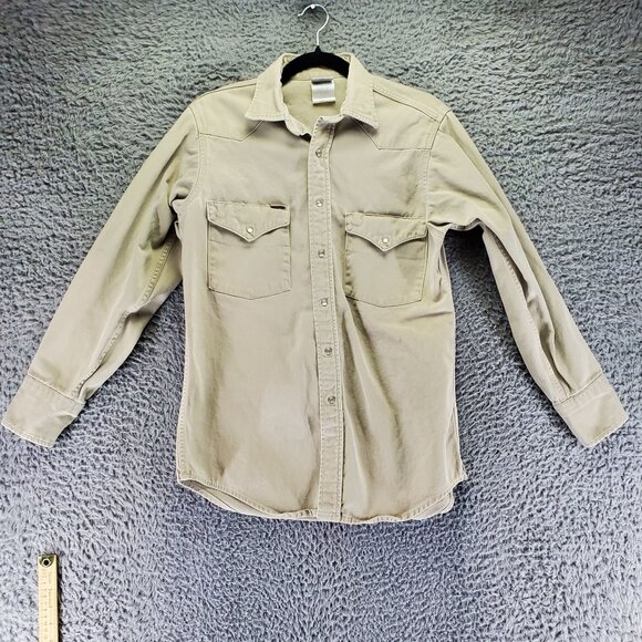 Carhartt Shirt Mens Neck 15 Tan Button-Up Long Sleeve Workwear - Picture 1 of 6